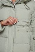 Купить Пальто утепленное с капюшоном зимнее женское светло-зеленого цвета 133208ZS, фото 11