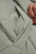 Купить Пальто утепленное с капюшоном зимнее женское светло-зеленого цвета 133208ZS, фото 13
