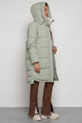 Купить Пальто утепленное с капюшоном зимнее женское светло-зеленого цвета 133208ZS, фото 22