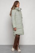 Купить Пальто утепленное с капюшоном зимнее женское светло-зеленого цвета 133208ZS, фото 3