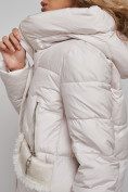 Купить Пальто утепленное с капюшоном зимнее женское бежевого цвета 13332B, фото 15