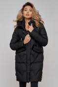 Купить Пальто утепленное с капюшоном зимнее женское черного цвета 13332Ch, фото 10