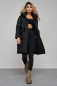 Купить Пальто утепленное с капюшоном зимнее женское черного цвета 13332Ch, фото 15