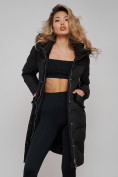 Купить Пальто утепленное с капюшоном зимнее женское черного цвета 13332Ch, фото 18