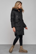 Купить Пальто утепленное с капюшоном зимнее женское черного цвета 13332Ch, фото 2