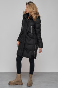 Купить Пальто утепленное с капюшоном зимнее женское черного цвета 13332Ch, фото 3