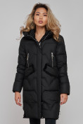 Купить Пальто утепленное с капюшоном зимнее женское черного цвета 13332Ch, фото 5