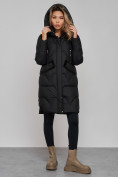 Купить Пальто утепленное с капюшоном зимнее женское черного цвета 13332Ch, фото 6