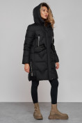 Купить Пальто утепленное с капюшоном зимнее женское черного цвета 13332Ch, фото 7