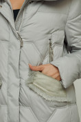 Купить Пальто утепленное с капюшоном зимнее женское серого цвета 13332Sr, фото 10