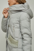 Купить Пальто утепленное с капюшоном зимнее женское серого цвета 13332Sr, фото 13