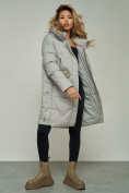 Купить Пальто утепленное с капюшоном зимнее женское серого цвета 13332Sr, фото 16