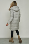Купить Пальто утепленное с капюшоном зимнее женское серого цвета 13332Sr, фото 3