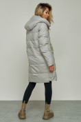 Купить Пальто утепленное с капюшоном зимнее женское серого цвета 13332Sr, фото 4
