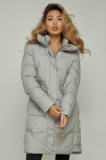 Купить Пальто утепленное с капюшоном зимнее женское серого цвета 13332Sr, фото 7