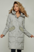 Купить Пальто утепленное с капюшоном зимнее женское серого цвета 13332Sr, фото 8