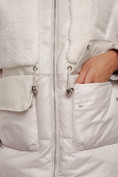 Купить Куртка зимняя женская модная из овчины бежевого цвета 13335B, фото 12
