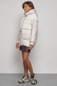 Купить Куртка зимняя женская модная из овчины бежевого цвета 13335B, фото 2