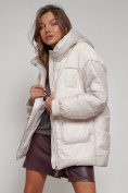 Купить Куртка зимняя женская модная из овчины бежевого цвета 13335B, фото 21