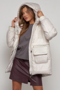 Купить Куртка зимняя женская модная из овчины бежевого цвета 13335B, фото 23