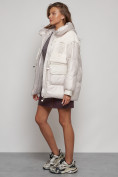 Купить Куртка зимняя женская модная из овчины бежевого цвета 13335B, фото 28
