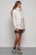 Купить Куртка зимняя женская модная из овчины бежевого цвета 13335B, фото 3