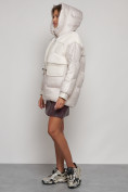 Купить Куртка зимняя женская модная из овчины бежевого цвета 13335B, фото 5