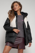 Купить Куртка зимняя женская модная из овчины черного цвета 13335Ch, фото 13