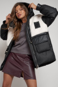 Купить Куртка зимняя женская модная из овчины черного цвета 13335Ch, фото 19