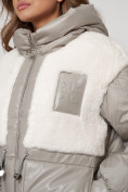 Купить Куртка зимняя женская модная из овчины светло-коричневого цвета 13335SK, фото 10