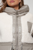 Купить Куртка зимняя женская модная из овчины светло-коричневого цвета 13335SK, фото 11