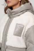 Купить Куртка зимняя женская модная из овчины светло-коричневого цвета 13335SK, фото 14