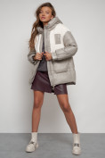 Купить Куртка зимняя женская модная из овчины светло-коричневого цвета 13335SK, фото 16