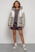 Купить Куртка зимняя женская модная из овчины светло-коричневого цвета 13335SK, фото 20