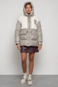 Купить Куртка зимняя женская модная из овчины светло-коричневого цвета 13335SK, фото 5