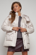Купить Куртка зимняя женская модная с капюшоном бежевого цвета 13338B, фото 13
