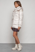 Купить Куртка зимняя женская модная с капюшоном бежевого цвета 13338B, фото 2