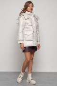 Купить Куртка зимняя женская модная с капюшоном бежевого цвета 13338B, фото 3