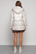 Купить Куртка зимняя женская модная с капюшоном бежевого цвета 13338B, фото 4