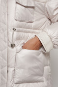 Купить Куртка зимняя женская модная с капюшоном бежевого цвета 13338B, фото 9