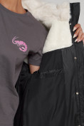 Купить Куртка зимняя женская модная с капюшоном черного цвета 13338Ch, фото 16