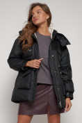 Купить Куртка зимняя женская модная с капюшоном черного цвета 13338Ch, фото 17