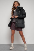 Купить Куртка зимняя женская модная с капюшоном черного цвета 13338Ch, фото 18