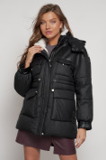 Купить Куртка зимняя женская модная с капюшоном черного цвета 13338Ch, фото 20