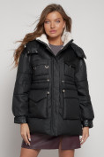 Купить Куртка зимняя женская модная с капюшоном черного цвета 13338Ch, фото 9