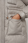 Купить Куртка зимняя женская модная с капюшоном светло-коричневого цвета 13338SK, фото 11