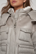 Купить Куртка зимняя женская модная с капюшоном светло-коричневого цвета 13338SK, фото 14