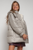 Купить Куртка зимняя женская модная с капюшоном светло-коричневого цвета 13338SK, фото 20