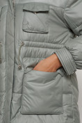 Купить Куртка зимняя женская модная с капюшоном светло-зеленого цвета 13338ZS, фото 11