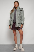 Купить Куртка зимняя женская модная с капюшоном светло-зеленого цвета 13338ZS, фото 21